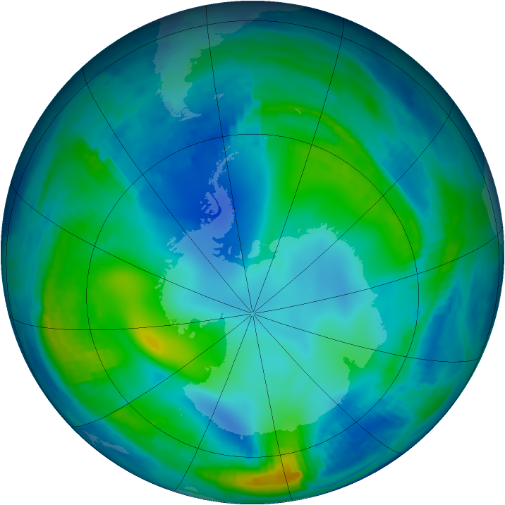 Antarctic ozone map for 27 May 1997
